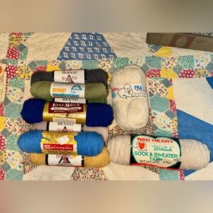 Collection of 9 vintage yarn skeins 1950s-1960s